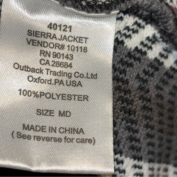 Outback Trading Company Women's Sierra Jacket Patterned Sweater Size M - Picture 4 of 9